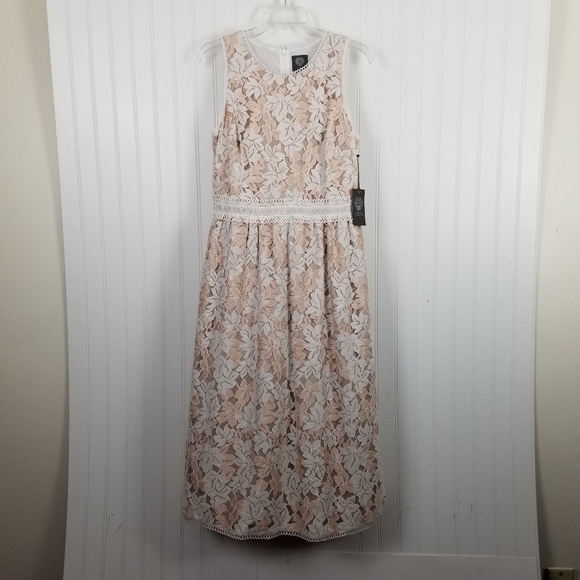 Vince Camuto Womens Lace Sleeveless Midi Dress Size 10 Cottagecore Romantic Boho - Picture 3 of 16